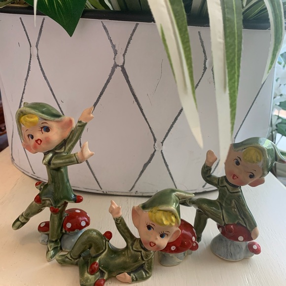 Pristine 50’s Lefton Elves #4193 Trademark Exclusives Japan Green/ mushrooms. - Picture 3 of 11
